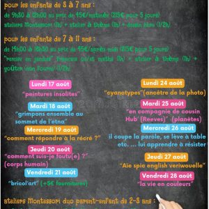 Activités enfants lors des deux dernières semaines des vacances d'été 2026